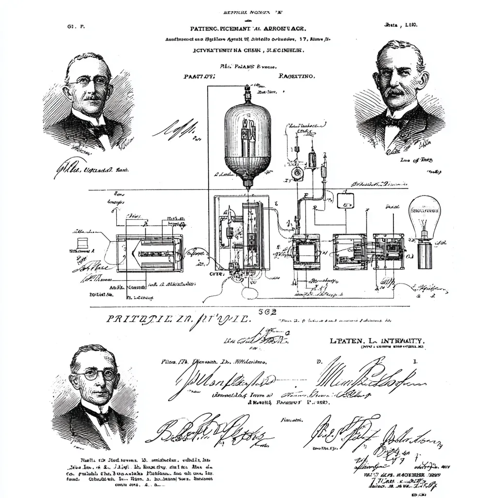 Tarihi patent çizimi ve mucit portreleri
